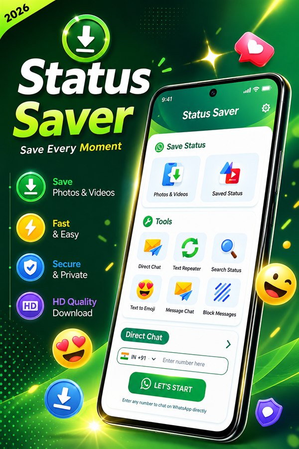 Status Saver HD status downloader screen